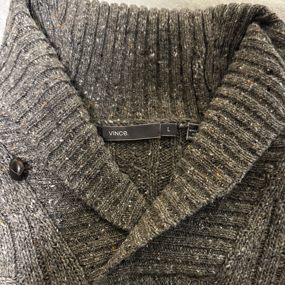 Vince Charcoal Ribbed Cardigan